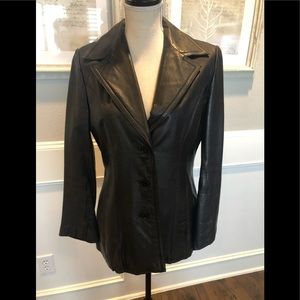 Vintage Echt Leder Black Leather Blazer Sz. 44